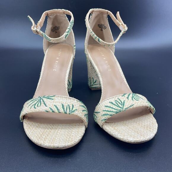 Kelly & Katie Hailee Natural Raffia Womens 8.5M Heels Tropical Beach Resort Wear - Picture 2 of 11